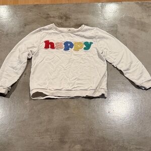 H&M Kids White Sweatshirt with Colorful 'Happy' Design